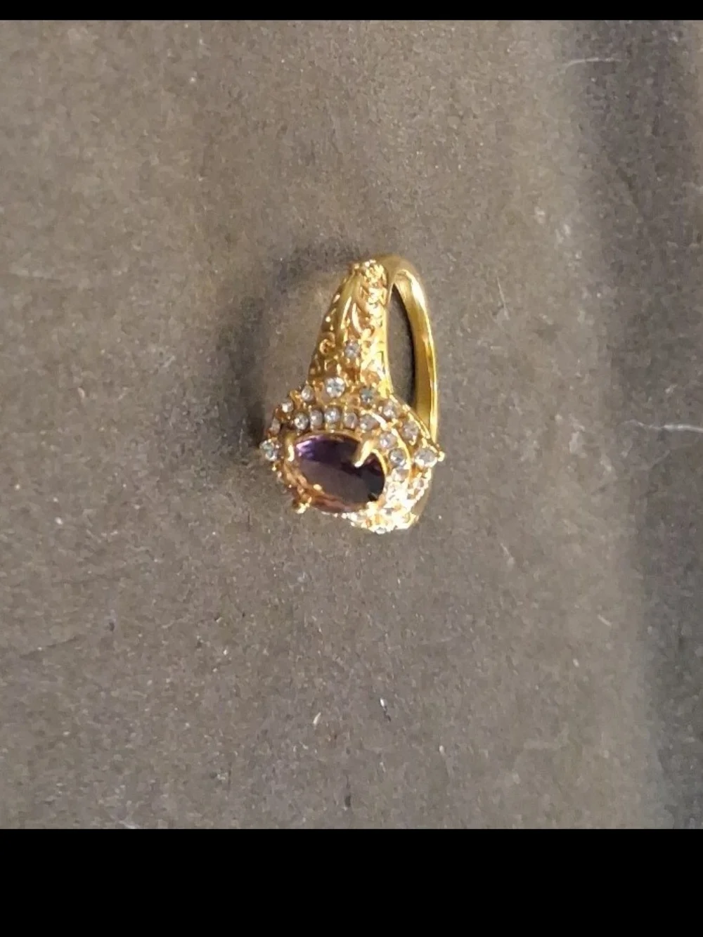 14K Gold Amethyst Halo Ring